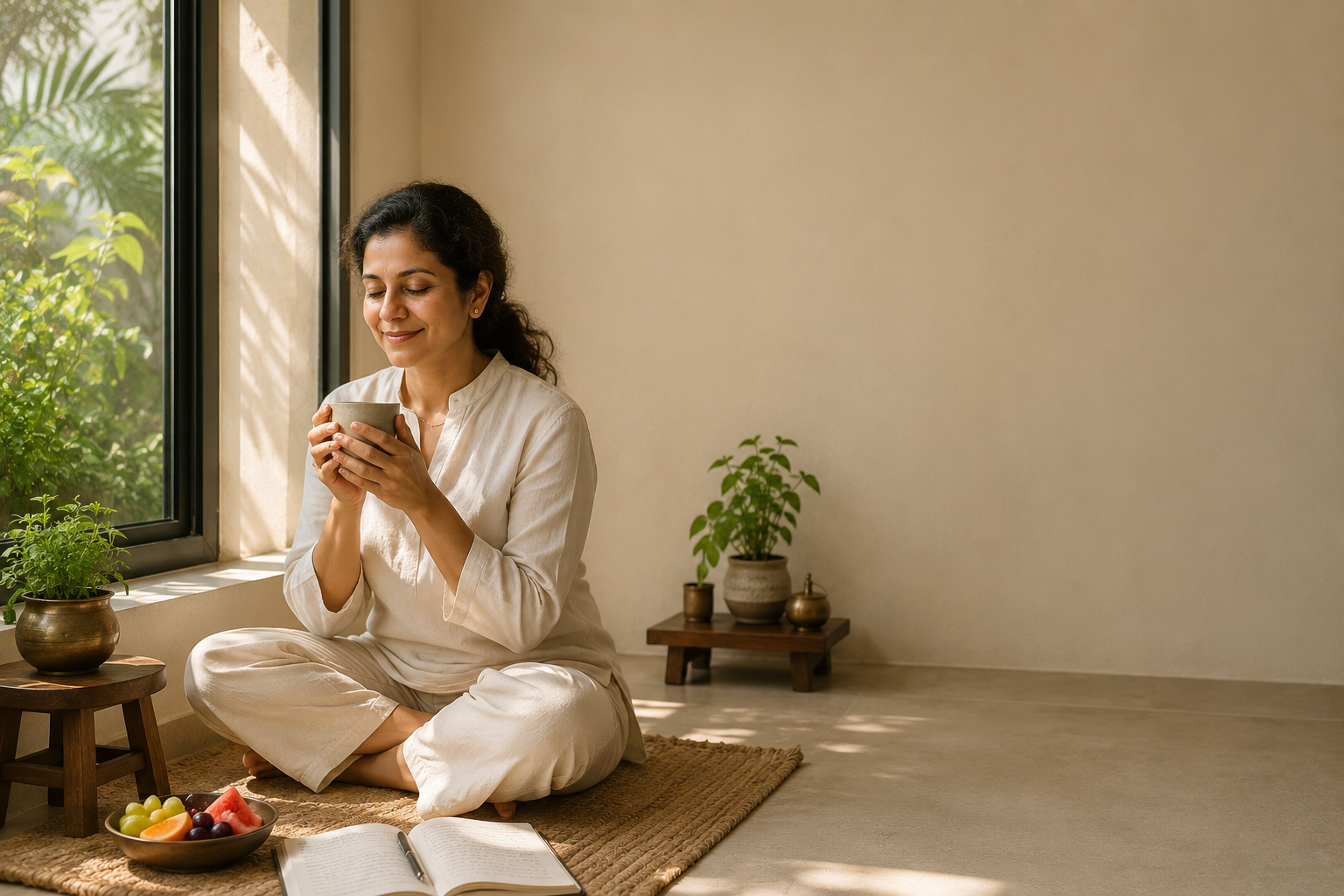Morning wellness lifestyle ritual